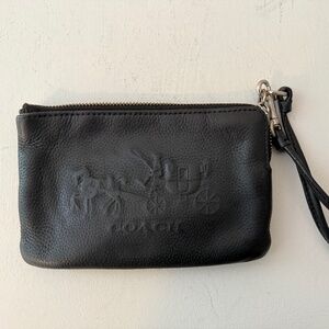 coach black leather wristlet wallet